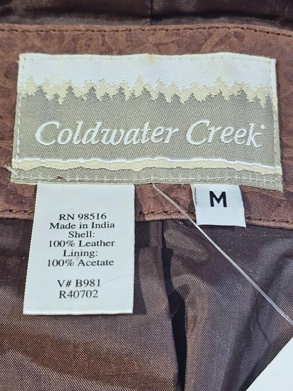 NWT Coldwater Creek Women's Embossed Brown Leather Button Front Vest Size M 3221 - Picture 6 of 12